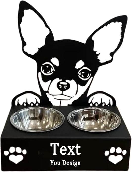 Personalized Dog Food Bowl Holder,Customized with Your Pet'S Name Pet Feeding Supplies Bowl Stainless Steel Dog Food and Water Dishes Gift for Pet Lovers (Chihuahua)