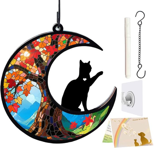 Dog Memorial Suncatcher, Loss of Dog Sympathy Gift for Pet Lovers, Cats Remembrance Ornament, Pet Memorial Gifts, Life Tree and cat