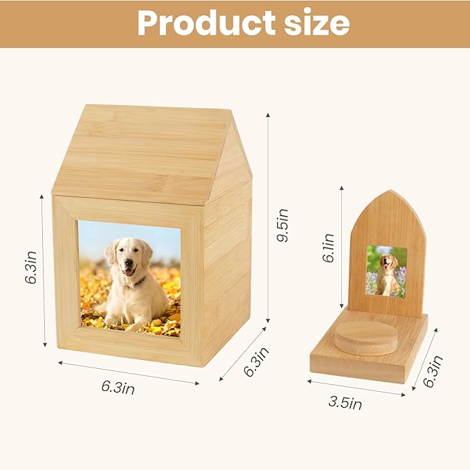 Pet Urn,Pet Memorial Box with Photo Display,Wooden Pet Urn to Collect Ashes and Hair,Dog Urns for Ashes,Pet Keepsake,for Cats Dogs or All Pets(Large Size)