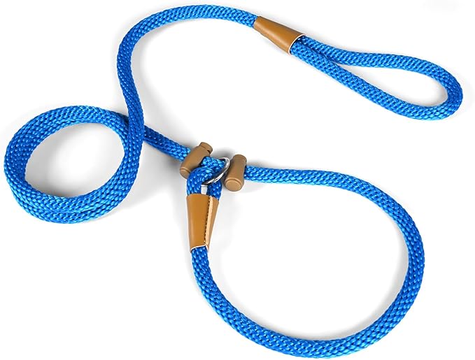 FASTFOX Dog Training Leash, 6ft x 1/2 Inch Slip Lead Loop for Small Medium Large Dogs, No Pull 3-in-1 (Blue)