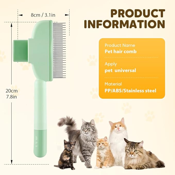 2-in-1 Pet Grooming Brush, Magic Pet Hair Remover Comb with Self-Cleaning Button for Dogs & Cats, Shedding Brush for Long/Short Hair, Home & Furniture Fur Removal Tool (Yellow 2PCS)
