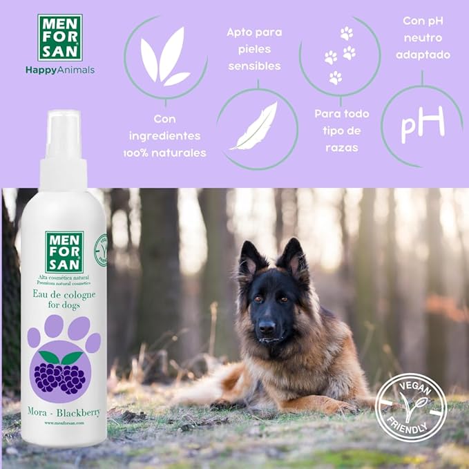 MENFORSAN Eau de Cologne Blackberry for dogs 100% Natural, Vegan-Friendly, Alcohol Free