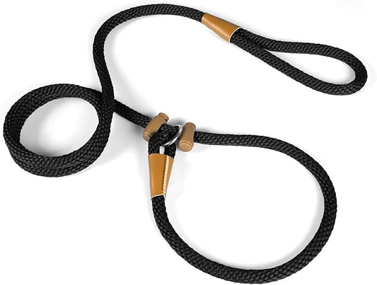 FASTFOX Dog Training Leash, 6ft x 1/2 Inch Slip Lead Loop for Small Medium Large Dogs, No Pull 3-in-1 (Black)