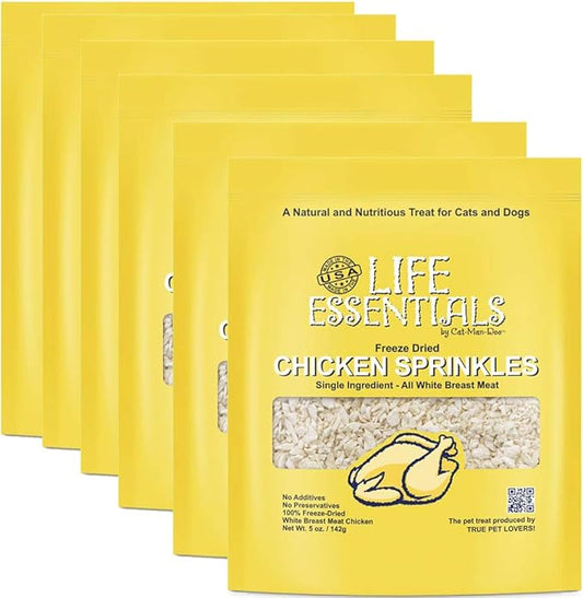 Life Essentials Chicken Littles Freeze Dried Chicken Cat & Small Dog Treats, Healthy Single Ingredient Training Treats & Cat Snacks, Perfect Bite Size, Made with Real Chicken – 5 oz (6 Pack)
