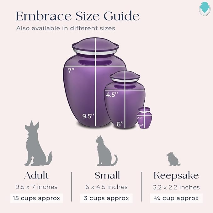 Geturns Embrace Personalized Picture Urn for Small Pets I Purple Photo Cremation Urns for Dogs and Cats I 44 lbs