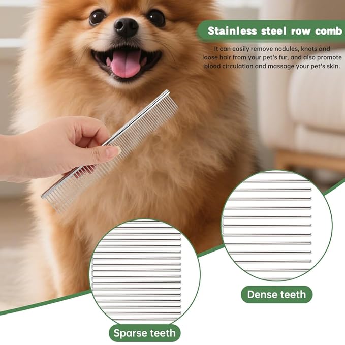 Deshedding Brush with Steel Comb,Dog Brush for Shedding,Pet Hair Removal Tool for Cats, Dogs, Rabbits, Horses, Matted Hair, Loose Hairs ﻿