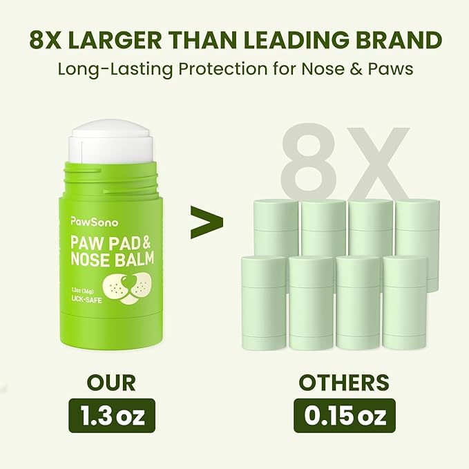 Lick-Safe Dog Paw & Nose Balm with Coconut Oil | All-Natural Moisturizer & Soother for Dry, Cracked Pads & Snout | Heat & Cold Pavement Protection Wax | Horse Hoof, Joint Care, 1.3 oz (36g)