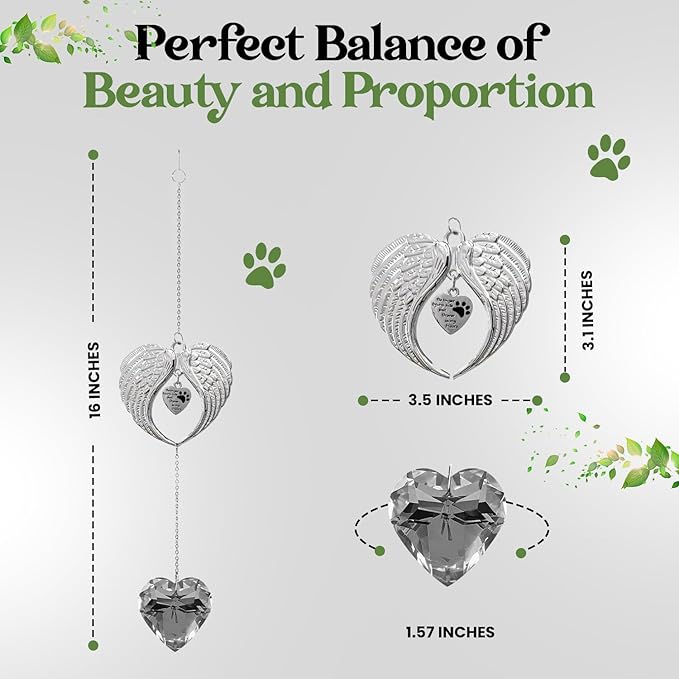 Memorial Sympathy Gift Box for Dog Loss - Pet Memorial Clear Crystal Heart Grief Suncatcher for Loved One, Thoughtful Dogs Remembrance, Loss Sympathy Rainbow Maker, Hanging Ball Prisms Gifts