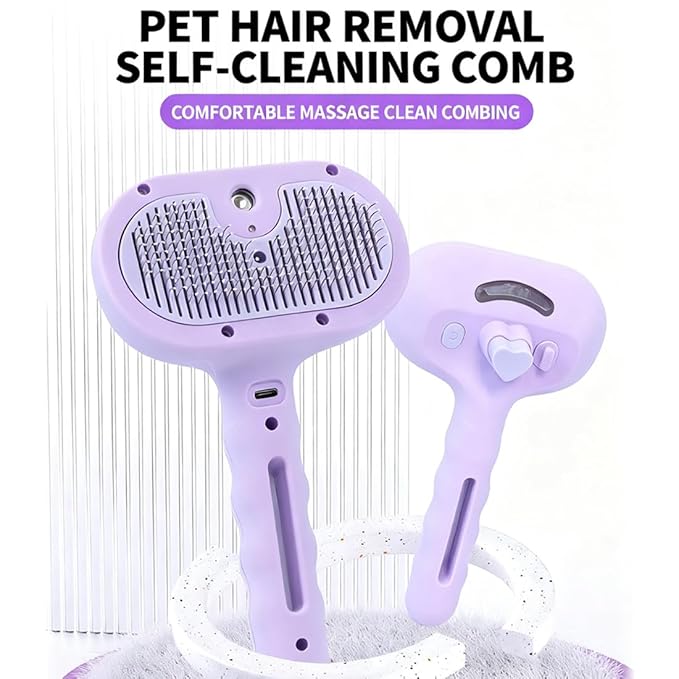 2025 Dog Steam Brush, 4-in-1 Universe Dog Brush with Spray and UV Disinfection, Effortlessly Removes Loose Fur, Dirt while Massage Pet (White)