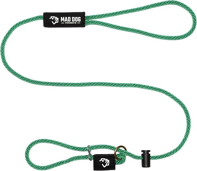 Mad Dog Products Easy Leader Dog Leash 1/4" x 15' Green Signature Rope - Made in USA