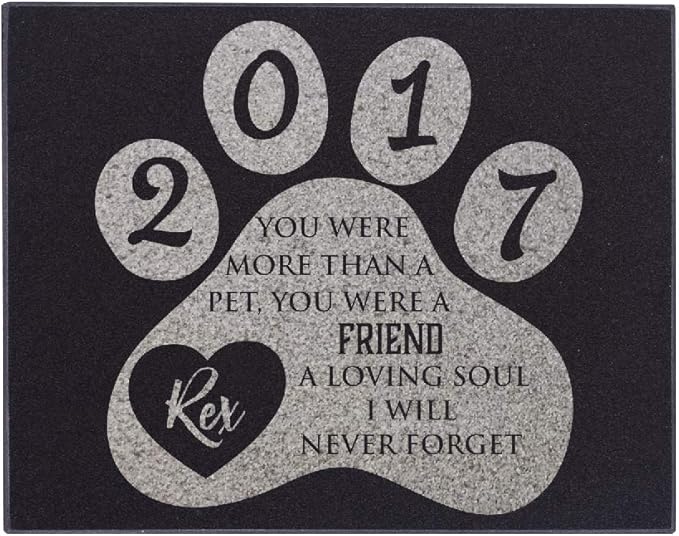 Personalized Granite Pet Memorial Stone A Loving Soul Customized Tombstone - Loss of Pet Gift- Indoor Outdoor Dog or Cat for Garden Backyard 11" x 8.5" #9