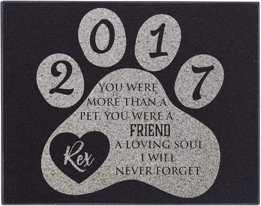 Personalized Granite Pet Memorial Stone A Loving Soul Customized Tombstone - Loss of Pet Gift- Indoor Outdoor Dog or Cat for Garden Backyard 11" x 8.5" #9