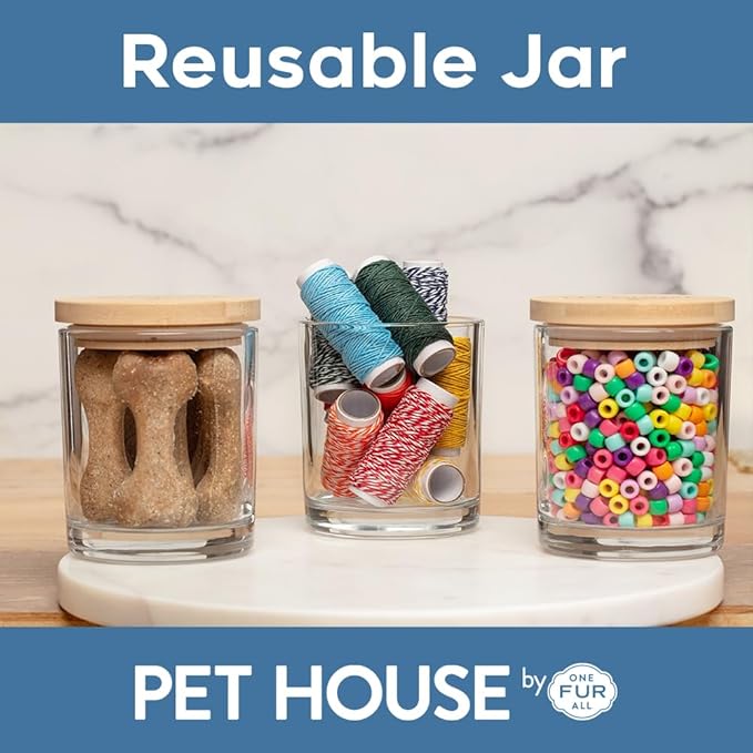 Pet House Plant-Based Pet Odor Candles, Clean Burning, Long Lasting Candle, 60 Hour Burn Time with a Natural Fiber Wick - Mango Peach