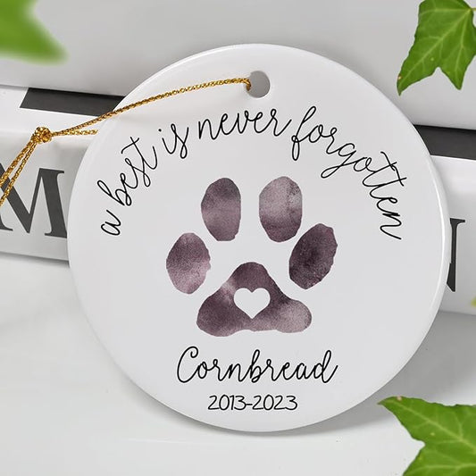Personalized Pet Memorial Ornament - Christmas Tree Ornaments, Loss Gifts, In Memory of Pet - Ceramic
