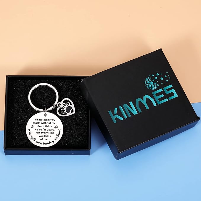 KINMES Pet Memorial Gifts When Tomorrow Starts Without Me Dog Cat Remembrance Keychain Loss of Dog Pup Puppy Sympathy Gifts for Men Women Pet Lover Owner Friends Rainbow Bridge Paw Print Presents