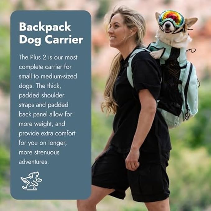 K9 Sport Sack Plus 2 - Medium, Summer Mint - Ideal for Dogs 17-19” Long - Adjustable, Backpack-Style Carrier with Multi-Functional Storage Pack, Thick Shoulder Straps & Padded Back Panel