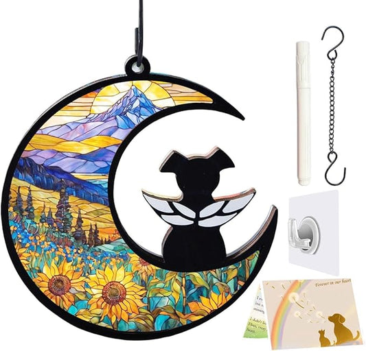 Dog Memorial Suncatcher, Loss of Dog Sympathy Gift for Pet Lovers, Cats Remembrance Ornament, Pet Memorial Gifts, Sunflower