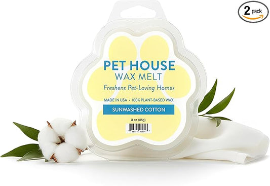 Pet House Sunwashed Cotton Wax Melts - Long-Lasting Plant Based Fresh Linen Scented Wax Melts Pet Friendly Pack of 2