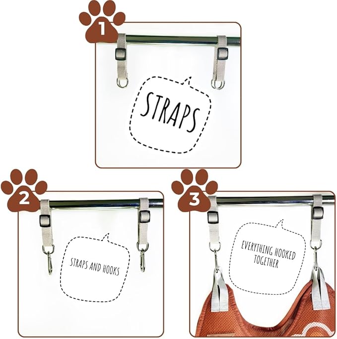 Paws n' Cradle Dog Grooming Hammock Harness for Dogs & Cats - Complete Kit with Adjustable Leg Fittings, Comb, Nail Clipper, File, Hook & Loop Strap, Adjustable Hanging Straps & Snap Hooks (Medium)
