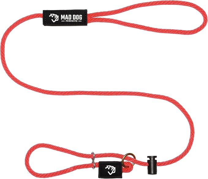 Mad Dog Products Easy Leader Dog Leash 1/4" x 8' Red Signature Rope - Made in USA