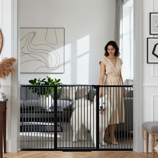 41" Extra Tall and Wide Pet Gate, 65.8-71.2 in Baby Gates with Door for Doorways Hallways, Walk Thru Large Dog Gate Indoor, Auto Close Long Child Safety Gates for Kids Puppy Doggie, Black