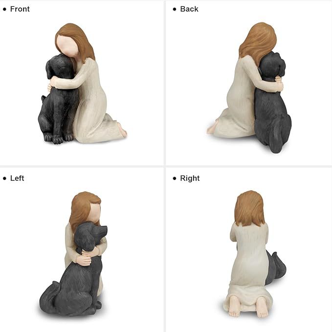 Black Dog Angel Figurines, Angel Dog Friendship Memorials for Pets Lovers