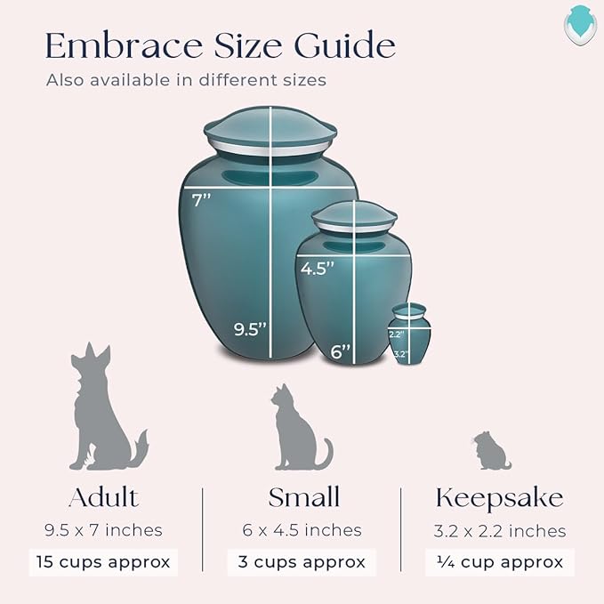 Geturns Embrace Personalized Picture Urn for Small Pets I Teal Photo Cremation Urns for Dogs and Cats I 44 lbs
