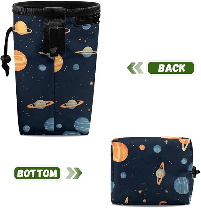 Cartoon Planet Dog Treat Bag Pet Treat Pouch Puppy Training Pouch with Waistband, Treat Snack Bags Holder for Puppies with Multiple Ways to Wear