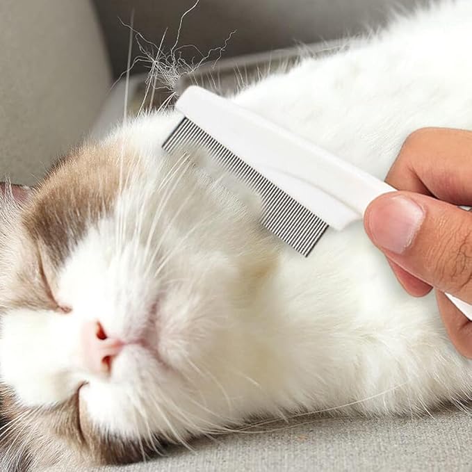 Drkicsy 2PCS Multifunctional Pet Hair Comb Tear Stain Removal, Cleaner Brush Magic Cat Grooming Combing Brush, 2 in 1 Dog Combs Tooth Stainless Massage (Yellow)
