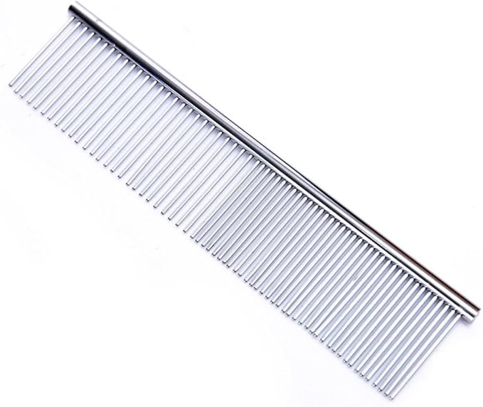 1Pc Grooming Comb Dematting Removing Dead, Matted or Knotted Hair Stainless Steel Pet Grooming Comb for Cats, Dogs (Small)