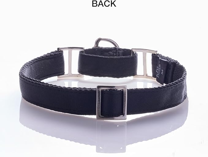 Remy II - The Recycled Ribbon Martingale Adjustable Collar No-Pull Pet Training Collars Dogs, Black, Small
