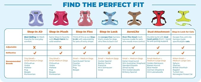 Best Pet Supplies Voyager Step-in Air Harness - All Weather Mesh, Reflective, No Pull Harness for Dogs, Cats - Secure with Hook & Loop Fastener, Buckle, Double D-Rings - Blue, M