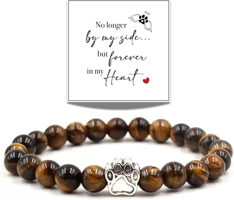 LINGYUAN Pet Memorial Gifts for Dogs Cats, Pet Memorial Bracelet, Remembrance Pet Loss Sympathy Gift for Cat Dog Lovers, Bereavement Gifts for Loss of Pet