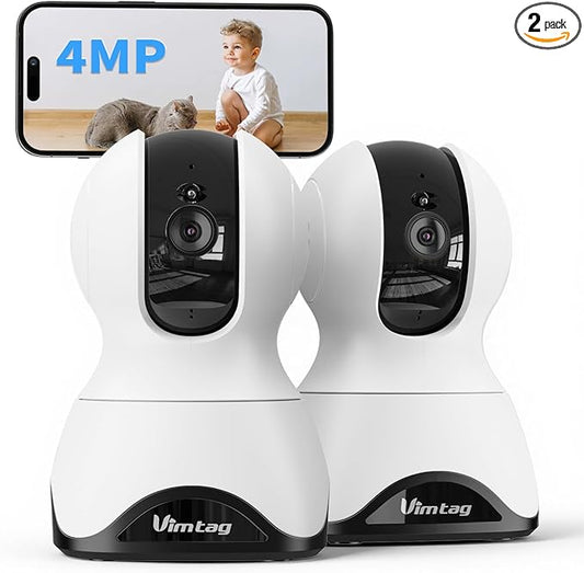 VIMTAG 2.5K Pan/Tilt Cameras for Home Security, Indoor Camera for Pet/Dog/Cat/Baby/Nanny/Room with Phone App, 5G/2.4G WiFi, Night Vision, 2-Way Audio, Motion Tracking, AI Detection, Works w/Alexa