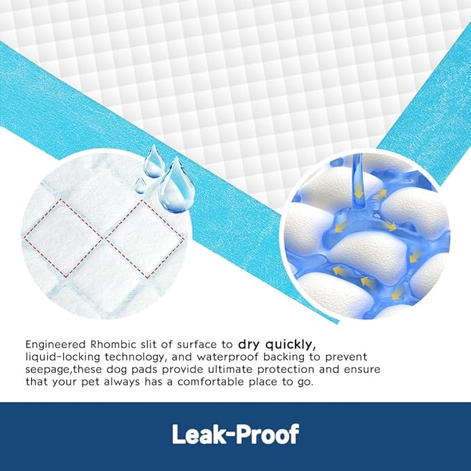 Quilocare 100PCS 28” x 34” Puppy Pads, Super Absorbent Leakproof Quick Drying Puppy Pee Pads for Dogs, Extra Large Disposable Dog Training Pads
