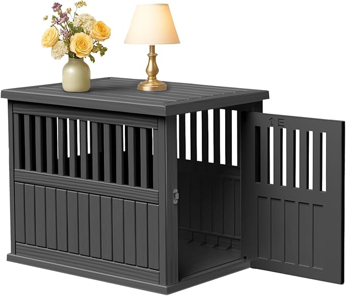 ATMLT Dog Crate Furniture for Medium Dogs, 30" Dog Kennel Indoor with Lockable Latch, Modern Dog Cage End Table, Escape-Proof and Chew-Proof, Durable and Sturdy, Black