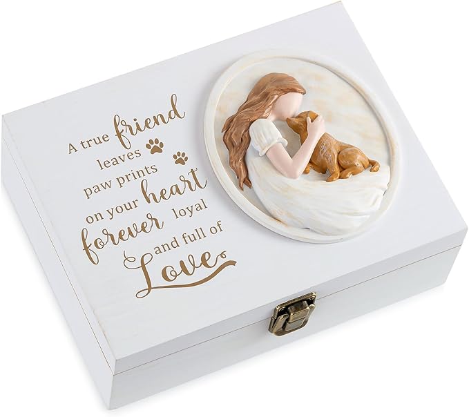 Pet Memorial Gifts for Dogs: Wooden Memory Box Urn for Dog Ashes - Sympathy Remembrance Gift for Dog Lovers Hold Keepsakes