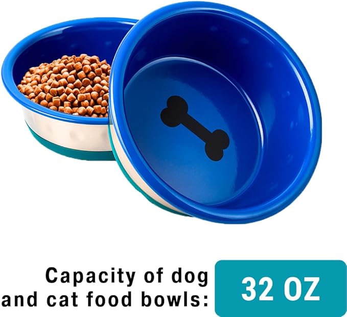 Stainless Steel Bowl - No Slip, No Tip - with Silicone Rubber Foot. (32)