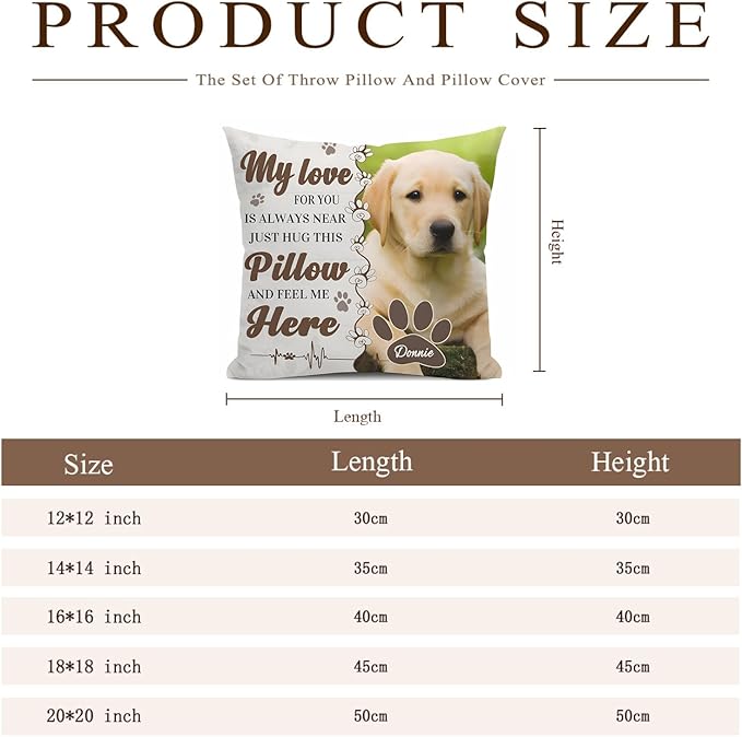Alienc Personalized Dog Memorial Pillow with Photo - Custom Pet Memory Gift, Soft Sympathy Gift for Loss of Dog or Cat, Heartfelt Remembrance Throw Pillow