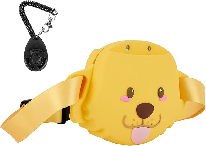 Dog Treat Pouch with Clicker Magnetic Closure, Silicone Fanny Pack for Pet Training,Adjustable Waist Belt, Leak-Proof, Ideal for Walking Training (Golden Retriever)