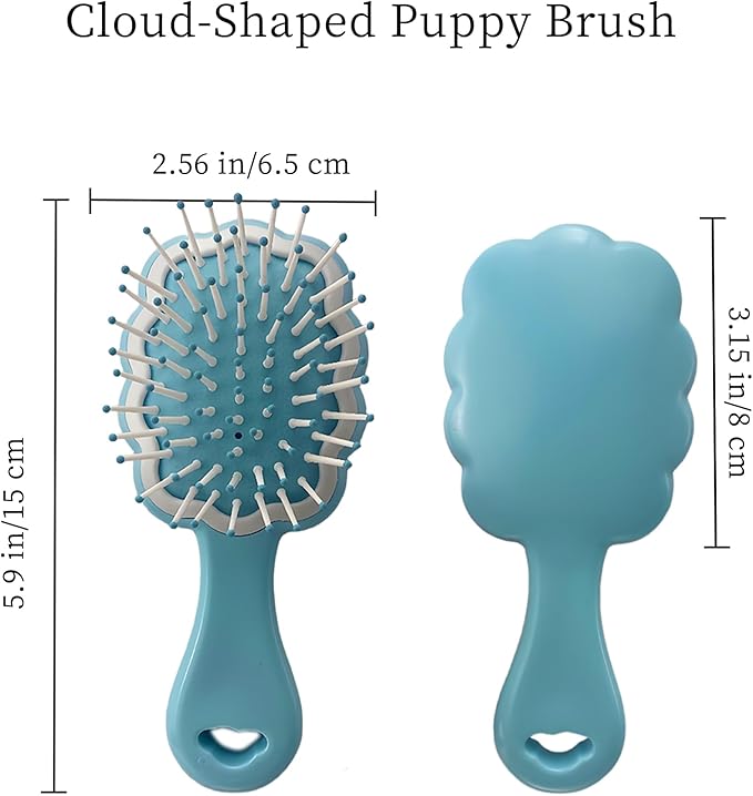 Gentle Cloud Air Cushion Brush Small Dogs Grooming with Gift Box, Fit for Yorkie, Shih Tzu, Pomeranian, Maltipoo, Maltese, Toy poodle, Puppy Essentials (Sky Blue)