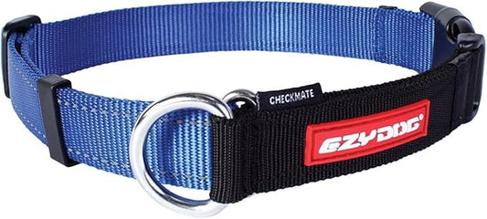 EzyDog Checkmate Martingale Collar for Dogs – Premium Nylon Training Dog Collar for Easy Control with no Choking (Large, Blue)
