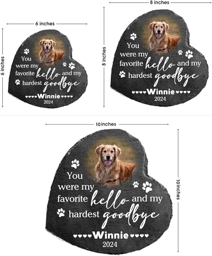 Dog Memorial Gifts for Loss of Dogs, Personalized Sympathy Stone, Pet Memorial Gifts, Pet Loss Gift, Cemetery Decorations for Grave, Cat Loss for Cat Lovers, You were My Favorite Hello
