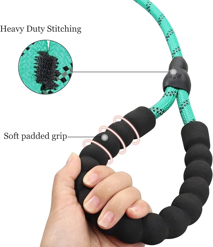 TagME Slip Leads for Dogs that Pull, 6 FT No-Pull Training Leash with Lock, Escape-Proof Design, Reflective & Padded Handle for Large Dogs, Turquoise