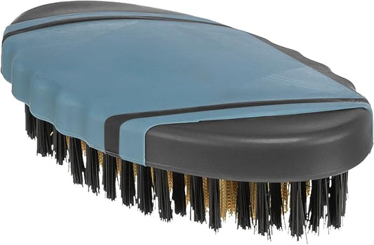 Trixie Grooming Brush for Dogs - for Massaging and Shining the top Coat and Undercoat of Short Coats - Nylon and Brass bristles - Rubberised - 7 x 12 cm - Black/Blue - 2319