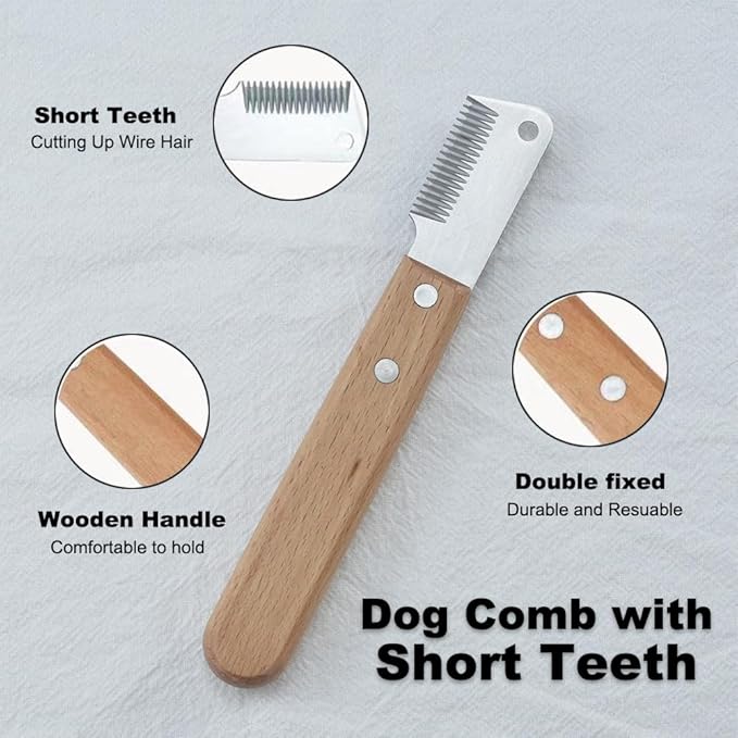 West Highland White Terrier Hair Removal Comb Set, Stainless Steel Dog Comb with Short Teeth for Cutting Up Wire Hair, Stainless Steel Dog Comb with Long Teeth for Grooming Soft Hair