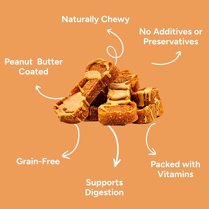 Gaines Family Farmstead Peanut Butter Coated Sweet Potato Dog Bones, 4 pack - 40 oz Bags, Grain-Free, Chewy, Natural Dog Treats for Digestion, Skin, Energy & Immunity – Limited Ingredient, Made in USA