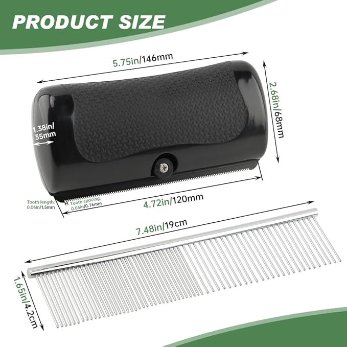 Deshedding Brush with Steel Comb,Dog Brush for Shedding,Pet Hair Removal Tool for Cats, Dogs, Rabbits, Horses, Matted Hair, Loose Hairs ﻿