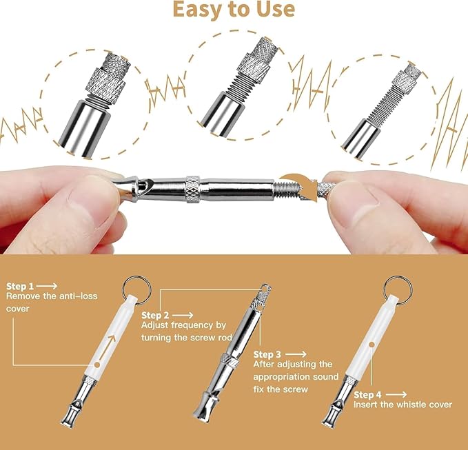 Senlong 2 Pack Dog Whistle Training Set - Adjustable Silent Whistles with Black Lanyard, Professional Bark Control Tool for Effective Dog Training