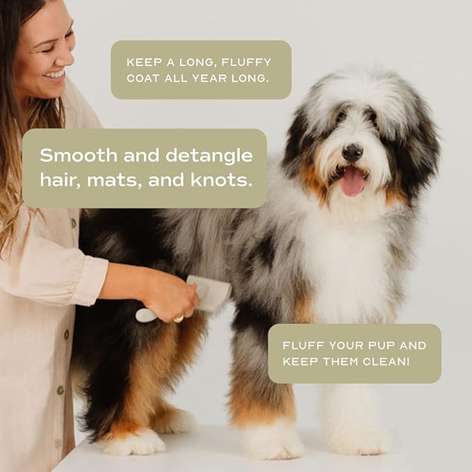 pupwell Slicker Brush for Professional and Luxury Dog Grooming to Prevent Matting with Dense and Extra Long Stainless Steel Pins (Goldendoodles, Labradoodles, Poodles)